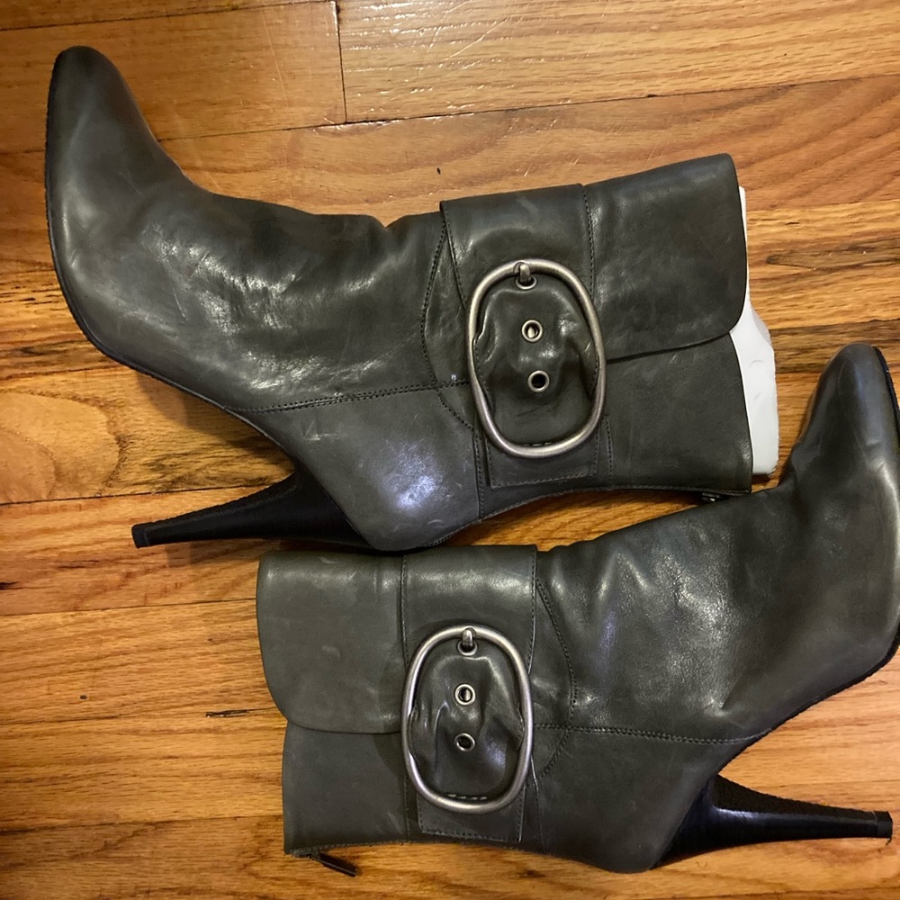 Charcoal gray mid calf boots size 10. Brand new